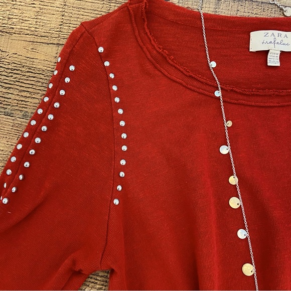 Beautiful Red Pullover, Silver Studs by ZARA Trafaluc - Picture 8 of 12
